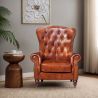 Buy Design Armchair Churchill Lounge - Premium Leather & Wood Vintage brown 48375 - prices